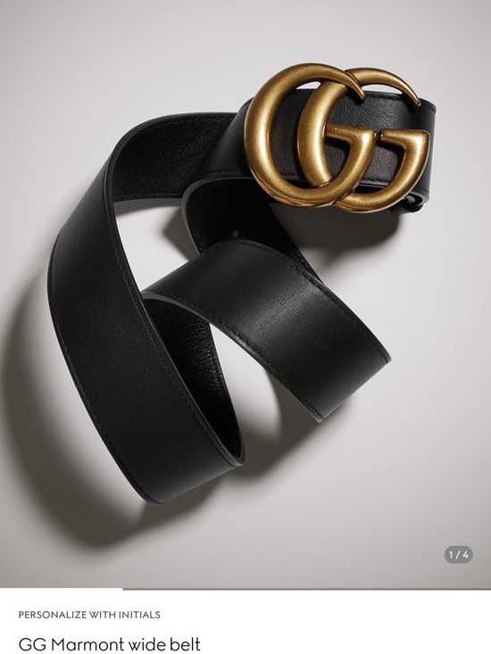 Men Gucci Black Leather Belt with Antiqued Gold Double G Buckle